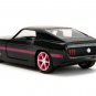 1969 Ford Mustang Black Pink Slips Pink Stripes 1/32 Diecast by Jada