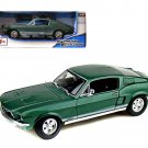 1967 Ford Mustang GTA Fastback Green White Stripes 1/18 Diecast by Maisto