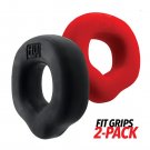 Oxballs Hunky Junk Fit Grips Ergo-Fit Cock Rings 2-Pack Black/Red Oxballs Hunky Junk Fit Grips Ergo-Fit Cock Rings 2-Pack Black/Red
