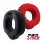 Oxballs Hunky Junk Fit Grips Ergo-Fit Cock Rings 2-Pack Black/Red