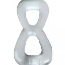 Hunky Junk Boomerang Double Ring Cockring & Nut-Tugger - Clear Steam