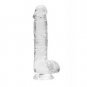 Shots RealRock Realistic Crystal Clear 6-Inch Dildo w/ Balls Transparent Clear