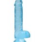 Shots RealRock Realistic Crystal Clear 6" Dildo w/Balls - Blue
