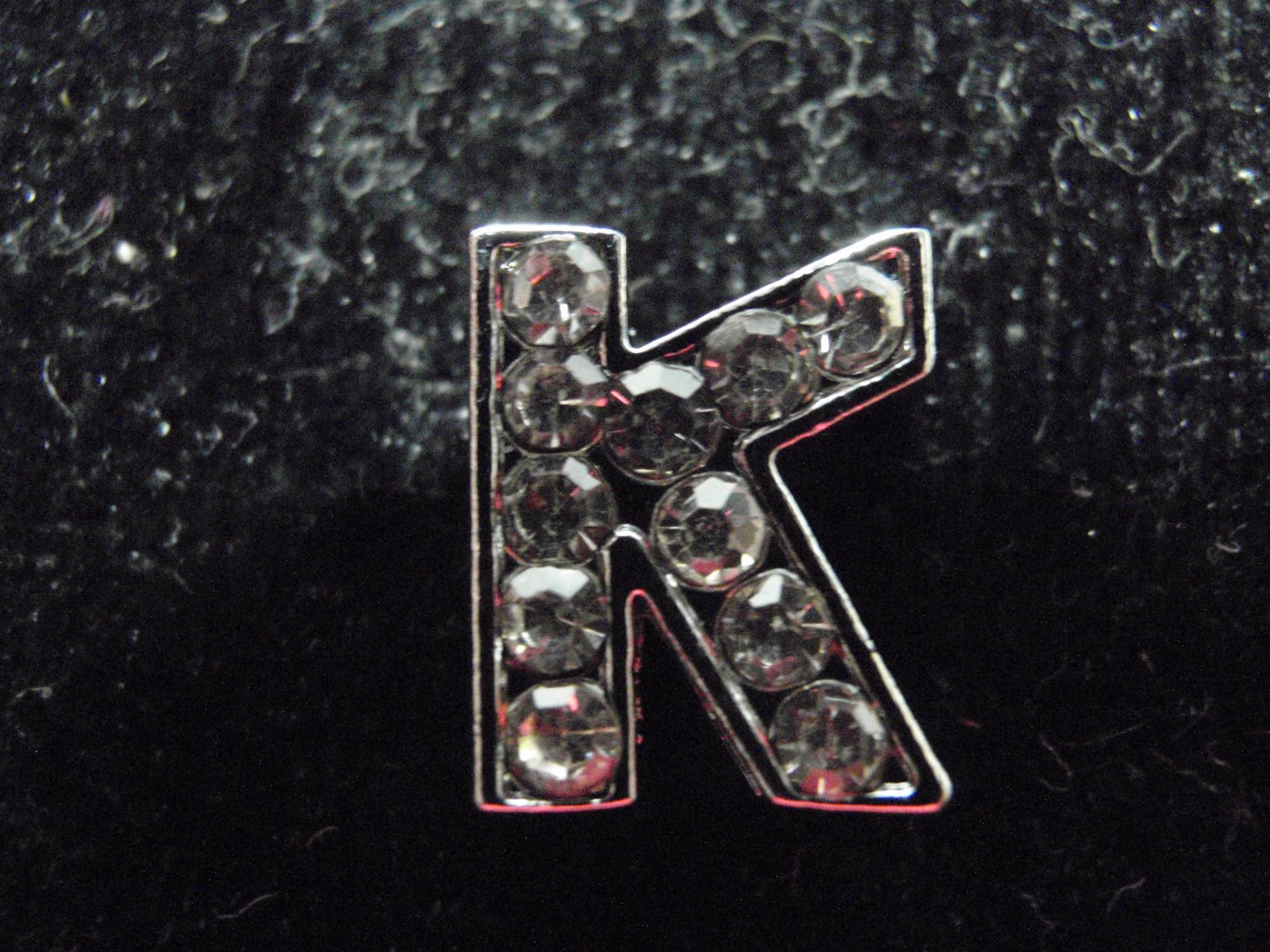 5 pcs Letter K for 8mm sliding bracelet nickel plated with clear rhinestones