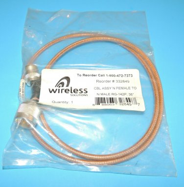 Wireless Solutions CBL ASSY N FEMALE TO N MALE RG-142P 36" Sealed NIP