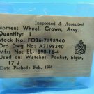 Genuine Vintage Elgin 17J Military Pocket Watch Wheel Crown Assembly Parts 1950