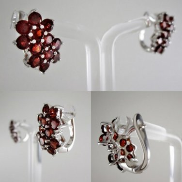 Red Garnet Earring Natural Gems 925 Sterling Silver