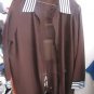 LADIES/TOP/JACKET/SHEER/SIMONTON SAYS/1X-2X/NWOT/DK.BROWN/BLUE SATIN TRIM/JACKET