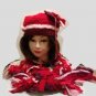 HAT & SCARF SET CROCHET HAND MADE ORIGINAL WINE PINK RED TATTERS N' RAGS STYLE