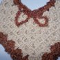 PONCHO BABY MEDIUM. COWL PONCHO WITH PICO EDGING BEIGE+AMBER TRIM NEW HAND MADE