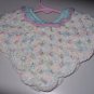 PONCHO INFANT 0 TO 6 MOS. VARIEGATED PASTELS HAND MADE WITH AQUA/PINK TRIM CAPE