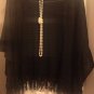Blouse YOU ARE NOT ALONE BLACK FRINGE BOTTOM PONCHO/HANDKERCHIEF STYLE