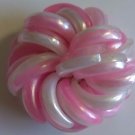 PIN BROOCH FAMILY ESTATE PIECE. PINK WHITE MOVE N' TWIST STYLE. VINTAGE TWO INCH
