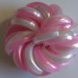 PIN BROOCH FAMILY ESTATE PIECE. PINK WHITE MOVE N' TWIST STYLE. VINTAGE TWO INCH
