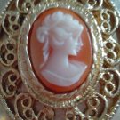 Pendant Cameo Locket Gold Tone 30'S-40'S/Pink 2 " Oval Cameo Pendant Pretty