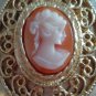 Pendant Cameo Locket Gold Tone 30'S-40'S/Pink 2 " Oval Cameo Pendant Pretty