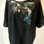 H&M Women's Black Chiffon Blouse Top w/ Embroidery Sequins & Rhinestones Size 16