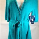 Anne Klein Women's Blue Cotton Belted Sweater Coat Size XL NWT!
