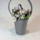 Lulu Guinness Silver Satin Flower Basket Bag New with Box! $530 Retail!