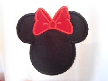 MINNIE MOUSE Red Bow Embroidered Iron On Cloth Patch Badge APPLIQUE