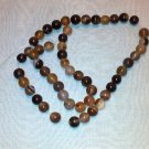 Black Agate Round Beads - 15" Strand - Blk/Brn  - Free FAST Shipping - 8400195