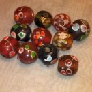 11 Multi Colored Beads, Lampworked glass, 17-19mm round - Free Shipping