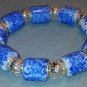 Blue + White Glass Bead Stretch Bracelet - 7 1/2" - New - Free Shipping - New