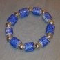Blue + White Glass Bead Stretch Bracelet - 7 1/2" - New - Free Shipping - New