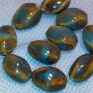 Brown and Blue Ceramic Twisted Oval Beads - (10)20x12mm- Free Shipping - 8400166
