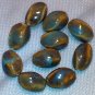 Brown and Blue Ceramic Twisted Oval Beads - (10)20x12mm- Free Shipping - 8400166