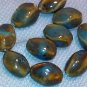 Brown and Blue Ceramic Twisted Oval Beads - (10)20x12mm- Free Shipping - 8400166