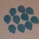 10 Preciosa Turquoise Glass Leaf Beads - New  - Free Shipping - 8400272