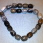 Black/Grey Agate Large Drum Beads - 15" Strand - Free FAST Shipping - 8400193
