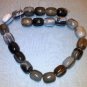 Black/Grey Agate Large Drum Beads - 15" Strand - Free FAST Shipping - 8400193
