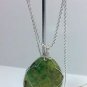 Apple Green Turquoise Pendant on 18" Sterling Silver Rope Chain - Free Shipping