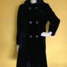 Gorgeous vtg Black Faux Fur PLush A-Line Swing Coat Double Breasted M/L