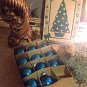 1930s/40s Eckardt Shiny Brite Blue Mercury Glass Ornaments w/Box 11 1.5" Bulbs