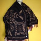 vtg Italian Arabella Corrierildo Felted Wool Scarf Floral Fringe 62x24 Wrap