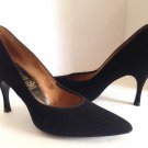 vtg 50s Black Suede Pinup Heels Pumps Life Stride 8N Rockabilly Classic Stiletto