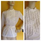 NWT Alfani Tuxedo Ruffled Front Band Collar Crisp White Blouse Button Shirt 4