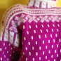 NOS vtg 80s Hot Pink White Wool Angora Handcrafted Fair Isle Sweater M Ski USA