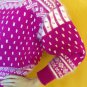 NOS vtg 80s Hot Pink White Wool Angora Handcrafted Fair Isle Sweater M Ski USA
