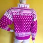 NOS vtg 80s Hot Pink White Wool Angora Handcrafted Fair Isle Sweater M Ski USA