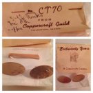 Vtg Coppercraft Solid Copper Oval Cufflinks Tie Tack Clasp Set NOS Bar Clip
