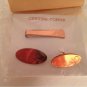 Vtg Coppercraft Solid Copper Oval Cufflinks Tie Tack Clasp Set NOS Bar Clip