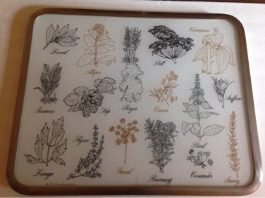 Vtg 70s Retro Herbs Vance Surface Saver Countertop Trivet Cutting Board
