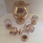 vtg Mid Century Gold Fleck Cocktail Martini Pitcher Glesses Set Tray 22k Madmen