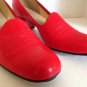 vtg 60s Candy Apple Red Tap Shoes Heels Pumps Vegan 7M Mod Classic Dance