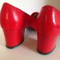 vtg 60s Candy Apple Red Tap Shoes Heels Pumps Vegan 7M Mod Classic Dance