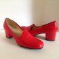 vtg 60s Candy Apple Red Tap Shoes Heels Pumps Vegan 7M Mod Classic Dance